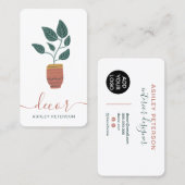 Boho編集可能なハウス植物デコールインテリアデザイナ 名刺 (正面/裏面)