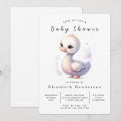 Boho編集可能スワン赤ちゃんシャワー 招待状 (正面/裏面)