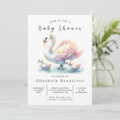 Boho編集可能スワン赤ちゃんシャワー 招待状 (スタンド正面)