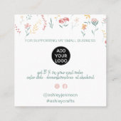 Boho編集可能フローラルパタ感謝していーンの順序 スクエア名刺 (裏面)