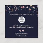 Boho編集可能フローラルパタ感謝していーンの順序 スクエア名刺 (裏面)