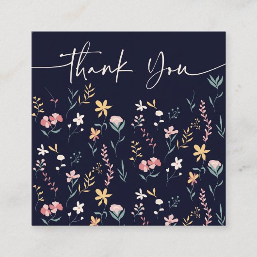 Boho編集可能フローラルパタ感謝していーンの順序 スクエア名刺 (正面)