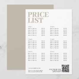 Boho美しいモダン価格表メニュー小規模企業