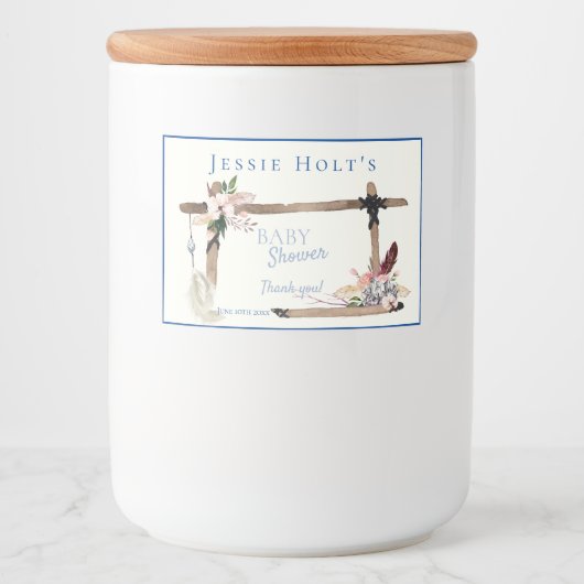 Boho美しい南西部の赤ちゃんシャワー フードラベル (正面)