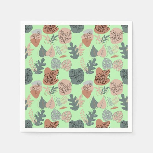 BOHO美的パターンA12x4.LグリーンBG スタンダードカクテルナプキン (正面)