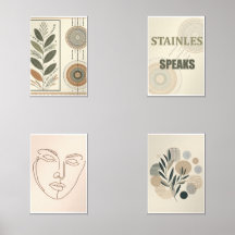 Boho美的壁フレームセット – ミニマルプリントセット