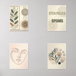 Boho美的壁フレームセット – ミニマルプリントセット