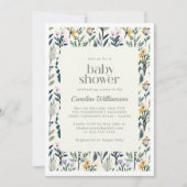 Boho美的水彩野草赤ちゃんシャワー 招待状 (正面)