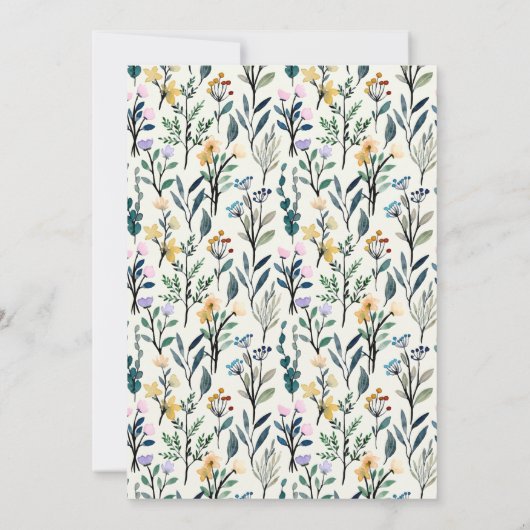 Boho美的水彩野草赤ちゃんシャワー 招待状 (裏面)