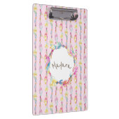 Boho羽毛の水の色のアート名ピンクのクリップボード クリップボード (右)