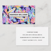 Boho羽毛の背景 名刺 (正面/裏面)