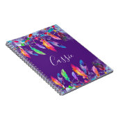 Boho羽毛ノートブパーソナライズされたック ノートブック (右側)