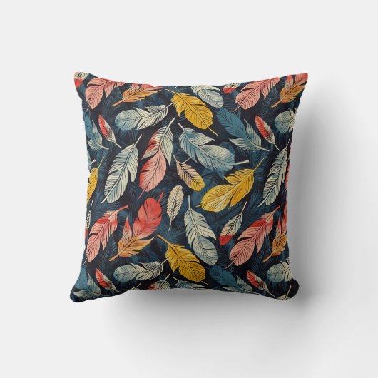 Boho羽毛モノグラムしゃれているアクセント枕 クッション (裏面)