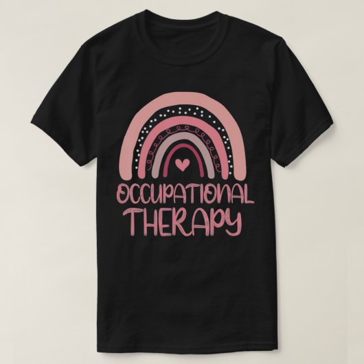 Boho職業セラピー、かわいいピンクOTレインボー Tシャツ (デザイン正面)