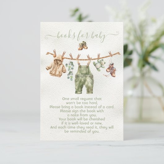 Boho自然ベビーシャワーベビー用クロスレイン本 招待状 (スタンド正面)