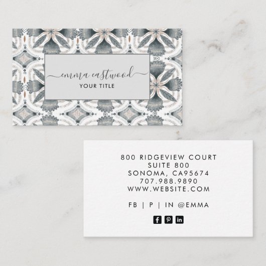 Boho自然消音フラワーズ名刺 名刺 (正面/裏面)