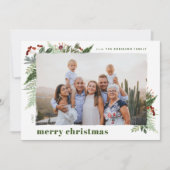 Boho自然 Greeneryドライブラシのクリスマスフォト シーズンカード (正面)