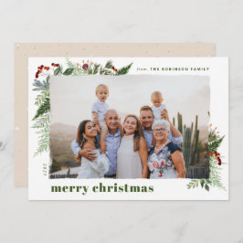 Boho自然 Greeneryドライブラシのクリスマスフォト シーズンカード