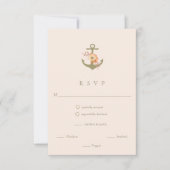 Boho航海のいかりウェディングRSVPレスポンスカード 出欠カード (正面)