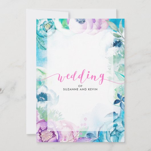 Boho花とウェディングモダンタイポグラフィ 招待状 (裏面)