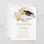 Boho花と卒業キャップパーティー 招待状 (正面)