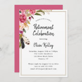 Boho花と羽の素朴引退パーティー 招待状 (正面/裏面)