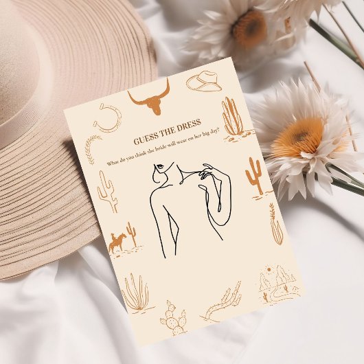 Boho花嫁ドレスを推測ブライダルシャワーゲームカード 招待状