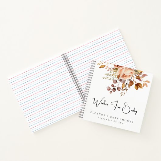 Boho花模様が赤ちゃんシャワーのゲストブックを希望 ノートブック (内部)
