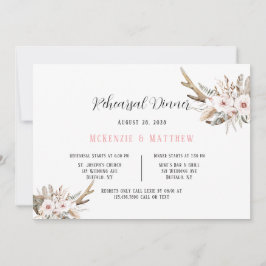 Boho花模様と鹿〔雄ジカの〕枝角リハーサルディナー 招待状