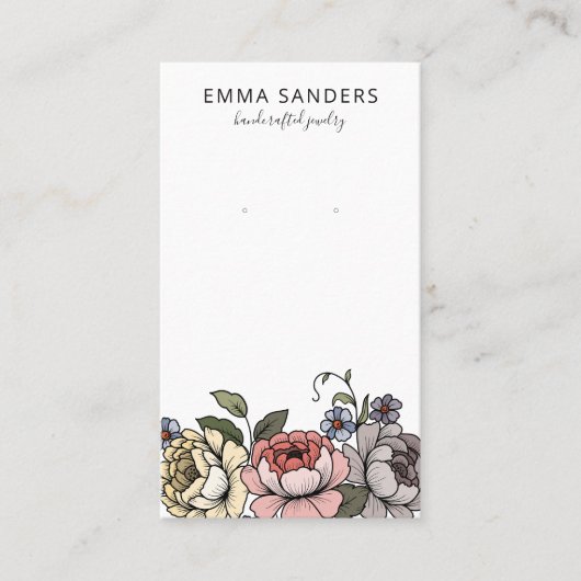 Boho花模様イヤリングジュエリーディスプレイカード コーリングカード (正面)