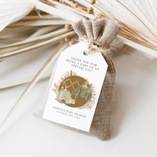 Boho花模様ベビーシャワー ギフトタグ