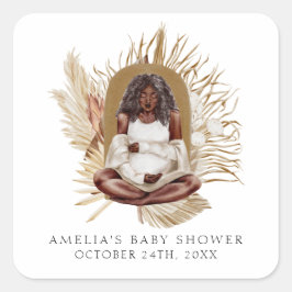 Boho花模様ベビーシャワー スクエアシール