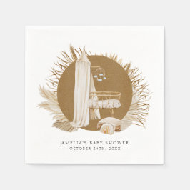 Boho花模様ベビーシャワー スタンダードカクテルナプキン