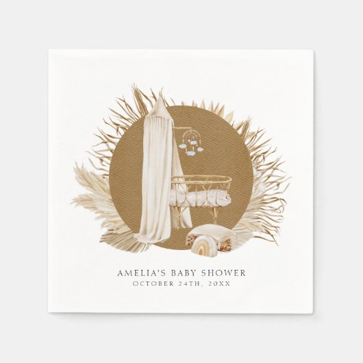 Boho花模様ベビーシャワー スタンダードカクテルナプキン (正面)