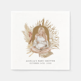 Boho花模様ベビーシャワー スタンダードカクテルナプキン