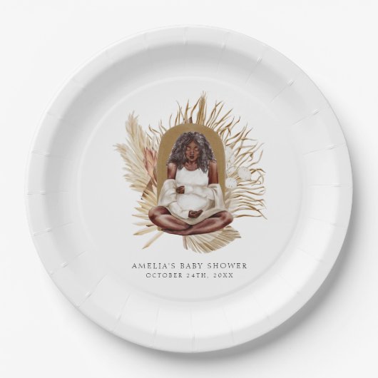 Boho花模様ベビーシャワー ペーパープレート (正面)