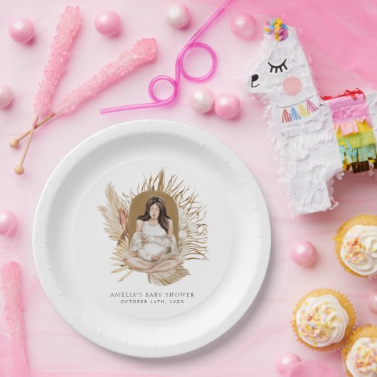 Boho花模様ベビーシャワー ペーパープレート (パーティー)