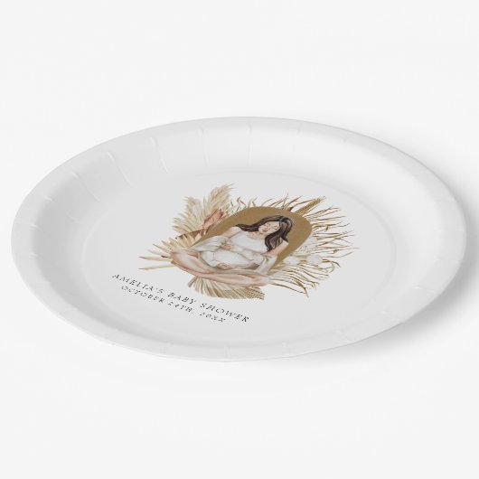 Boho花模様ベビーシャワー ペーパープレート (アングル)