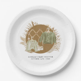 Boho花模様ベビーシャワー ペーパープレート