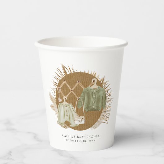 Boho花模様ベビーシャワー 紙コップ (正面)