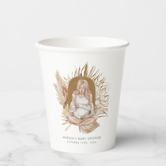 Boho花模様ベビーシャワー 紙コップ (正面)