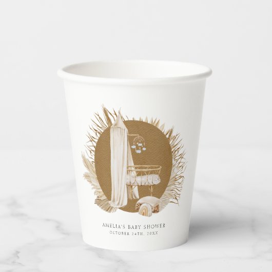 Boho花模様ベビーシャワー 紙コップ (正面)