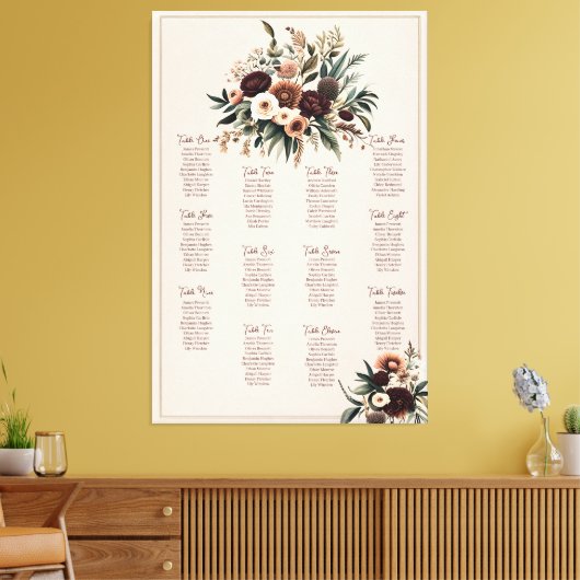 Boho花模様座席表 キャンバスプリント (インサイチュ (リビング))