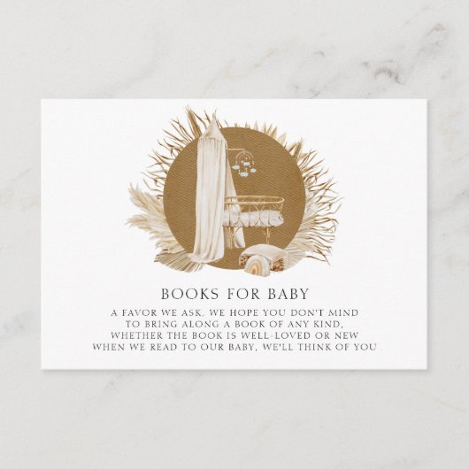 Boho花模様赤ちゃんシャワーBring A Book エンクロージャーカード (正面)