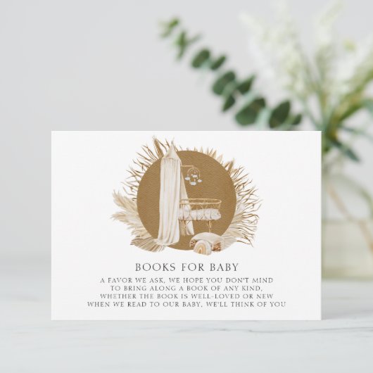 Boho花模様赤ちゃんシャワーBring A Book エンクロージャーカード (スタンド正面)