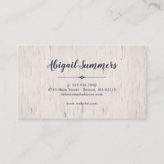 Boho花模様-樺の木&書道台本 名刺 (裏面)