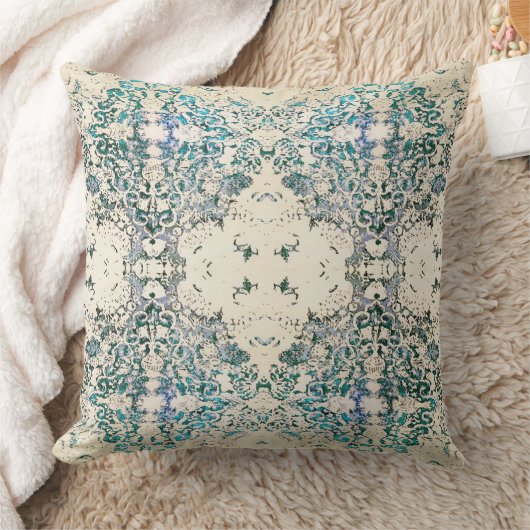 Boho華美でファンシーなインドの青いボヘミアの枕 クッション (ブランケット)