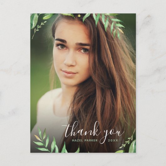Boho葉卒業写真ありがとうはがき ポストカード (正面)