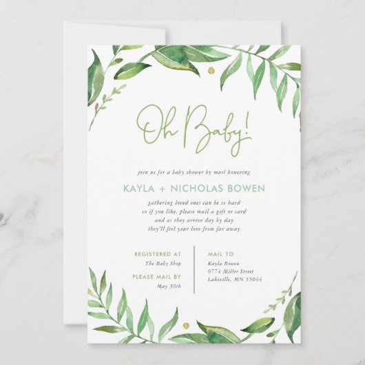 Boho葉Baby Shower by Mail 招待状 (正面)