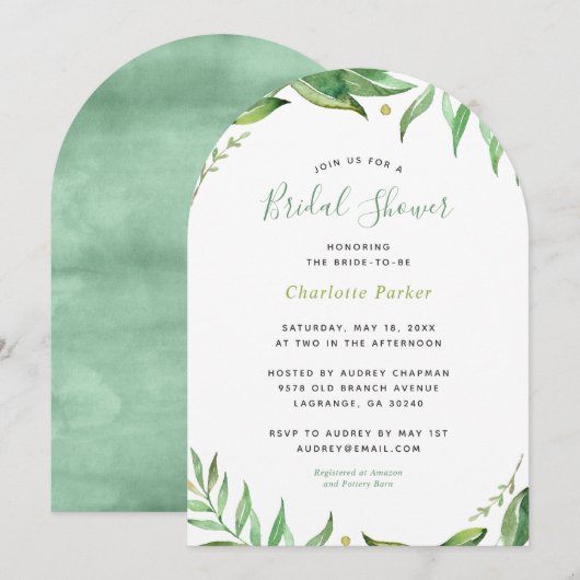 Boho葉Bridal Shower Invitation 招待状 (正面/裏面)